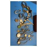 Vintage watches and parts in wood box