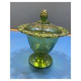 Carnival glass grape design candy dish
