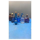 8 colored bottles