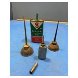 2 Singer oil can,3 oil cans