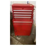Red tool chest on wheels