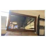 Vintage wood frame hanging mirror