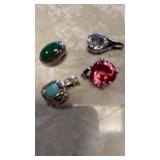 4 pendants with colored stones