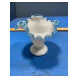 4 inch lacy stemware white w blue