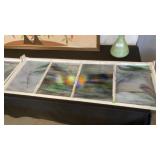 50x18 steel. Stain glass 4 pane window