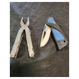 Pocket knife with broken tip and pliers