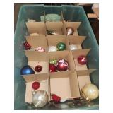 Tote full of vintage Christmas ornaments