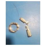 Sterling silver ring with granite stone earrings