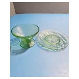 Bright federal green depression glass