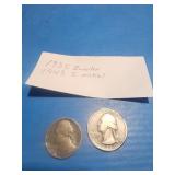 1935 Quarter and 1943 nickel