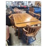 Table with 3 extra leafs and 6 chairs