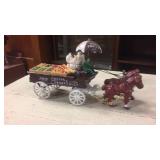 Cast fruit delivery wagon with team of horses