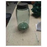 Ball jar with the letter v