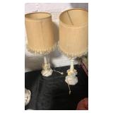 Pair of glass flower lamps