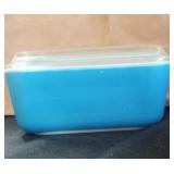 Blue Pyrex glass dish