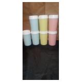 Yellow,blue,and red cup set