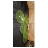 6 piece set of green glass plates