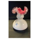 1959 Fenton Art Glass Peach Crest Ruffled Vase