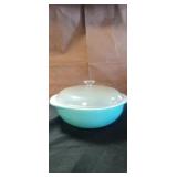Blue Pyrex glass dish