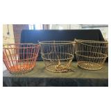 3 Vintage Wire Baskets