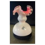 1959 Fenton Art Glass Peach Crest Ruffled Vase