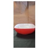 Large red Pyrex bowl