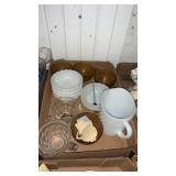 Box of milk glass and glass ware