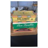 Tobacco boxes and plate and swan