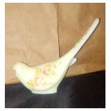 Hand painted Fenton custard glass bird