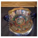 Fenton butterfly carnival glass bowl
