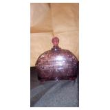 Home interior bee glass purple dish