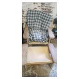 Wooden chair with wooden footstool