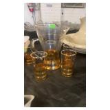 Vintage gold barred pitcher setc