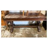 Vintage Table with Carved Trestle Base