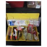 Small Bass Pro Shop tackle box with contents