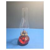 Victorian style cranberry glass chamber oil lamp