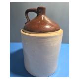 Stoneware pottery jug shoulder crock jug handle