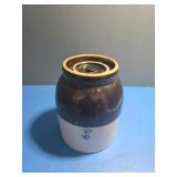 Antique 2 gallon pottery crock with lid