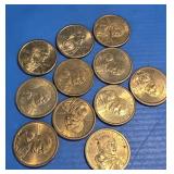 11 Sacagawea golden dollar coins