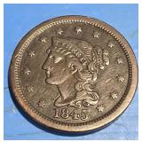 1845 braided hair large cent also known as