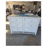 6 drawer Wicker dresser with glass top and mirror