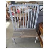 Decorative rustic wooden bench and pillows