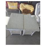 2 Wicker end tables with glass top