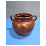 Vintage art pottery, brown bean pot