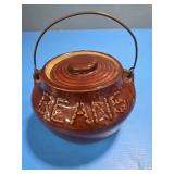 Vintage brown glazed ceramic bean pot