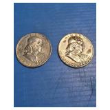 1957, and 1969 silver half dollars