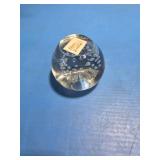 Vintage clear art glass paper weight with bubbles