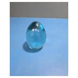 Blue crystal glass paper weight egg