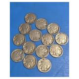 14 buffalo nickels, no dates