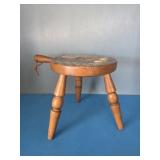 Vintage primitive wooden milking stool